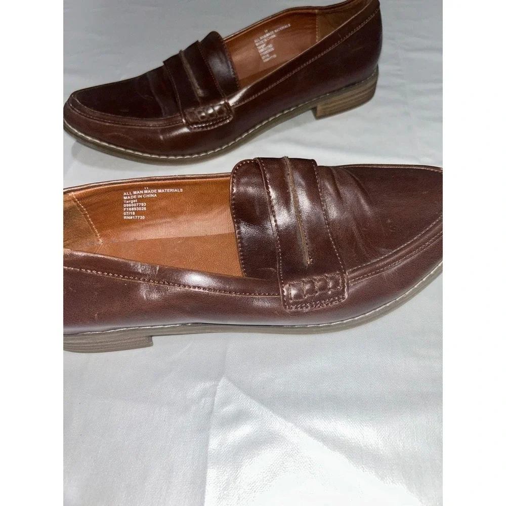 Universal Thread Brown Penny Loafers Womens Size 11 F16893026 Slip On Flats